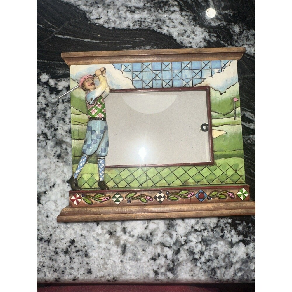 Jim Shore Heartwood Creek Male Golfer Photo Picture Frame 2005 3.5"x5" Photo
